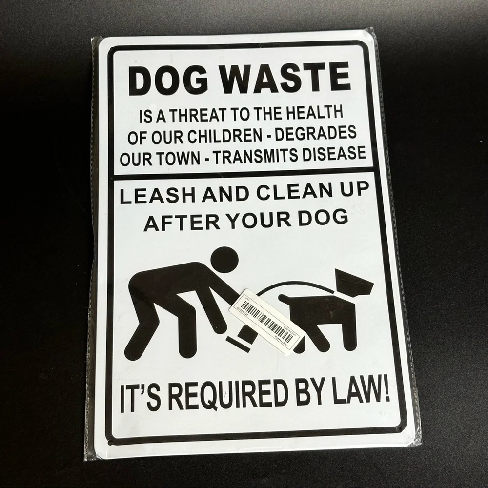 Dog Waste Clean-Up Sign - Black and White